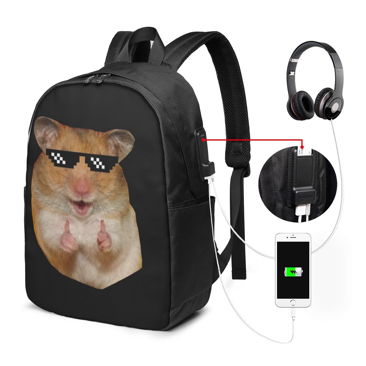 Women'S Bag - Funny Hamster Backpack Travel Notebook Bag