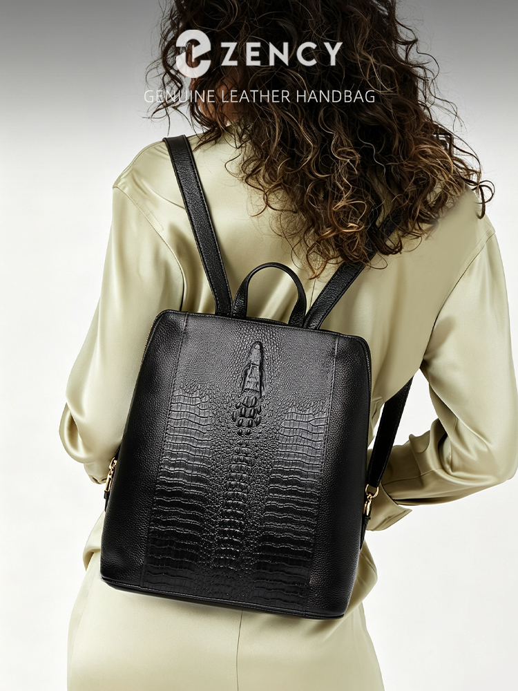 Women Bags H&M - Zency Women's Crocodile Leather Backpack 100%