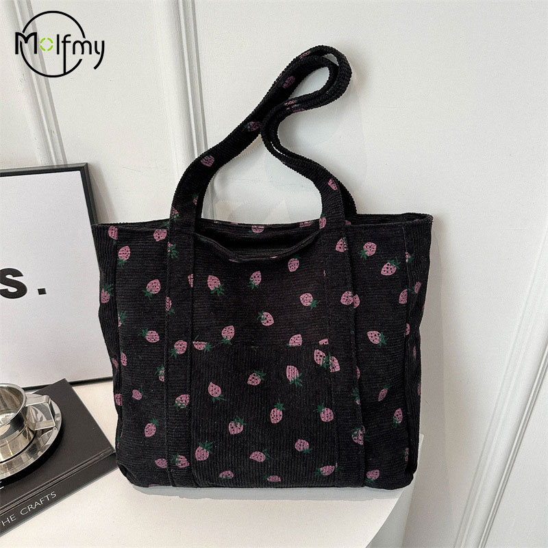Corduroy Handbag Strawberries  - Women Bags Low Price recension och pris