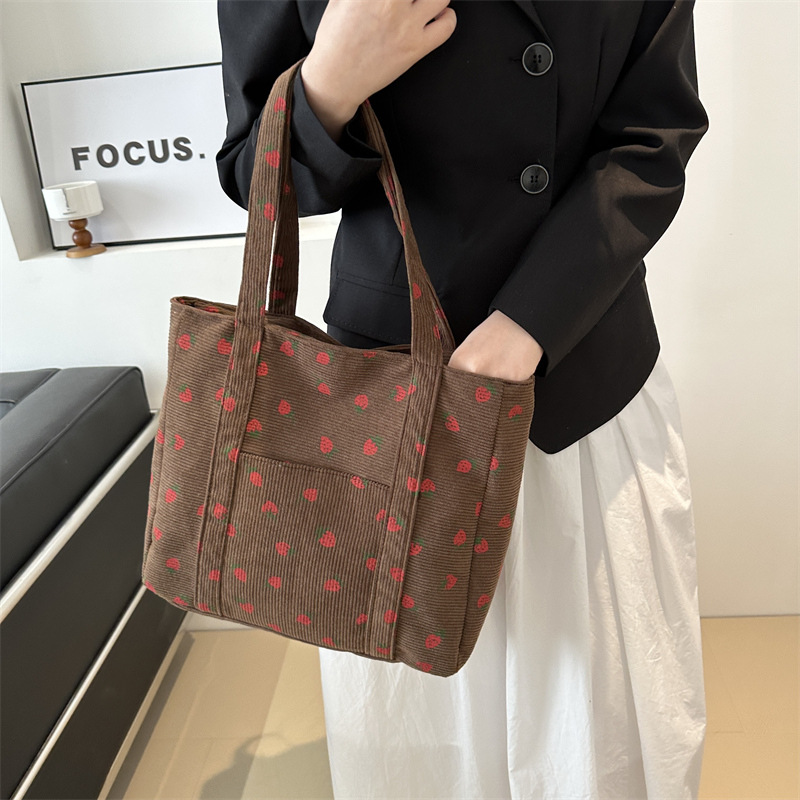Corduroy Handbag Strawberries  - Women Bags Low Price recension och pris