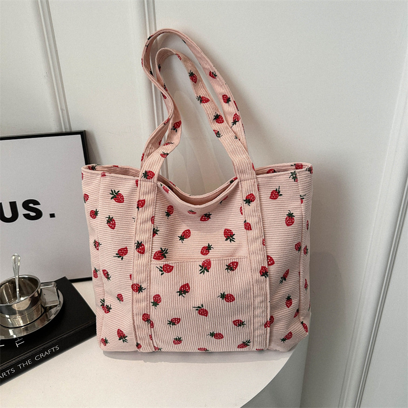 Corduroy Handbag Strawberries  - Women Bags Low Price recension och pris