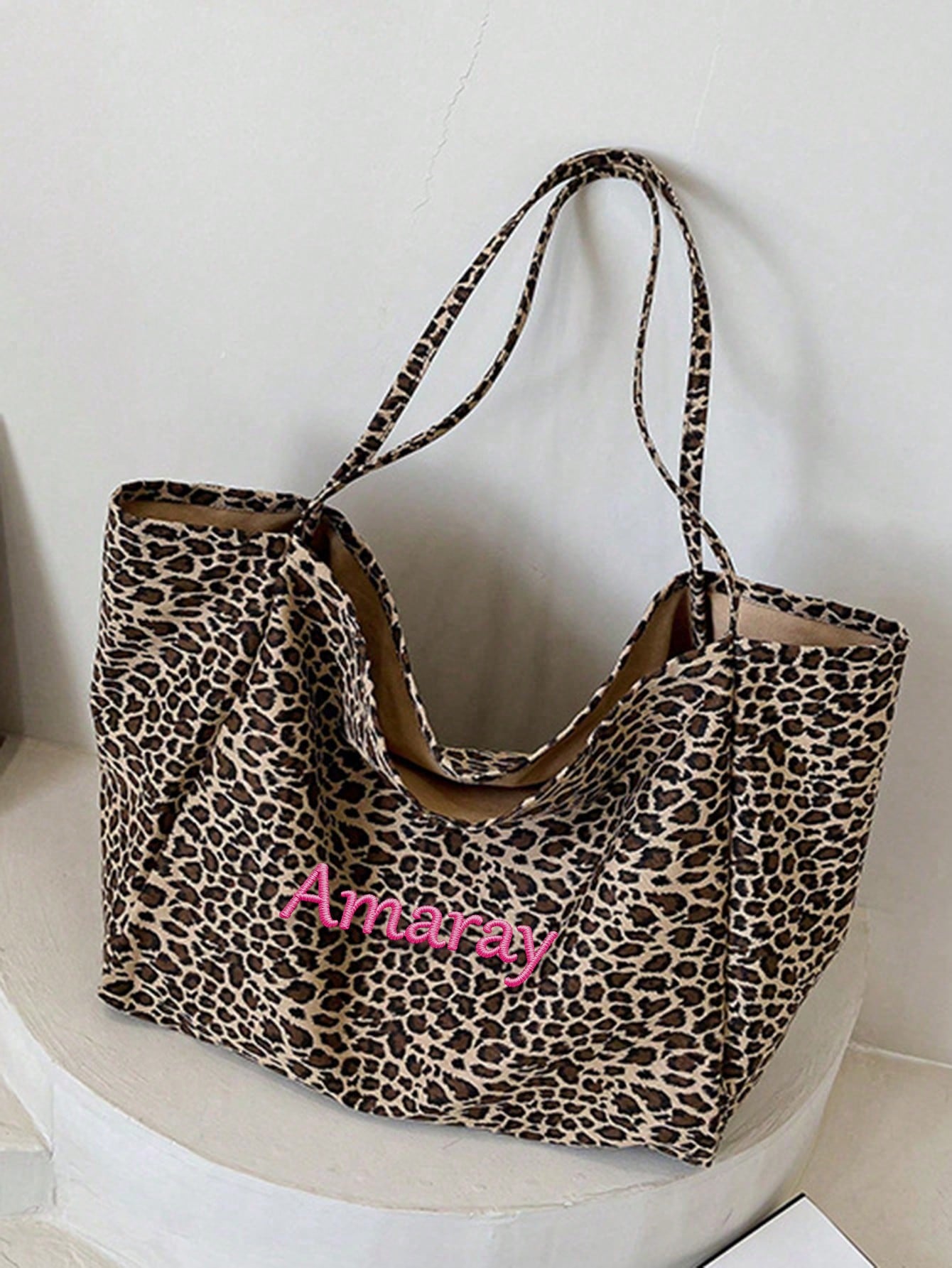 Custom Name Leopard Print Tote - Women Bags Name recension och pris